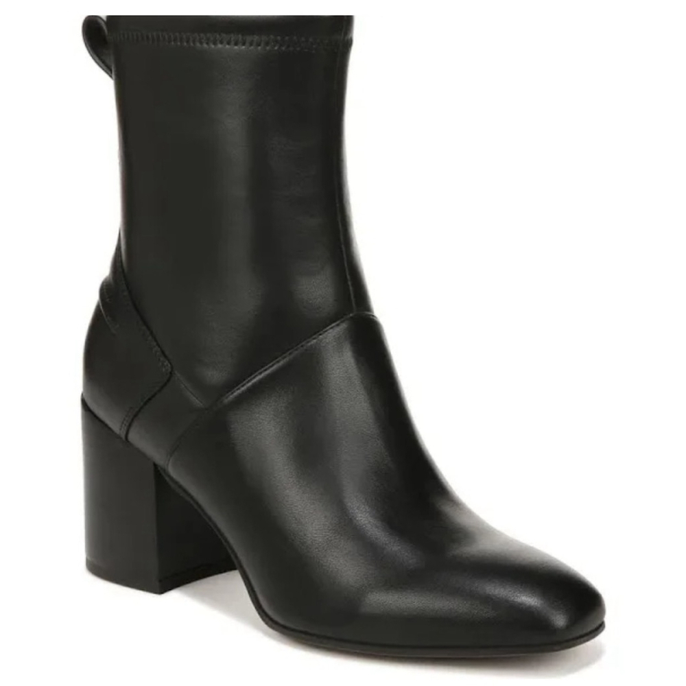 Franco Sarto Classic Women Boots Booties Stacked Block Heel SZ 9.5 M BLACK